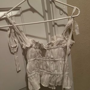 White tank top with ruffles